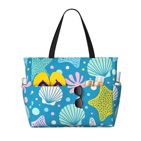 PAYOHTO Starfish Corals Pearls Seashells Large Beach Tote Bags for ...