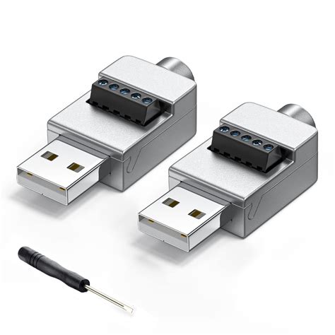 JUXINICE 2 Packs USB 2.0 Solderless Connector,Type A Male to 5pin Screw ...