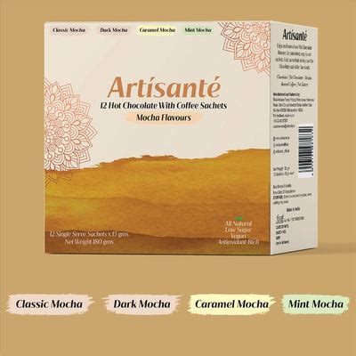 Hot Chocolate Mocha Flavours, 12 Sachets, 4 Mocha Flavours – Artisanté.in