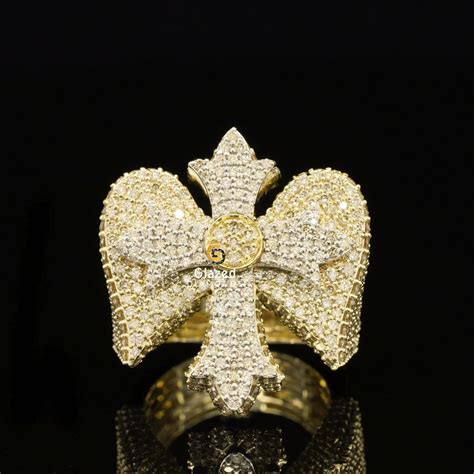 Fully Iced Out Moissanite Cross Hip Hop Rapper Ring – Glazed Diamonds