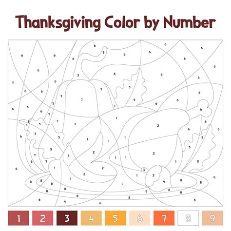 Color By Number Thanksgiving Coloring Pages