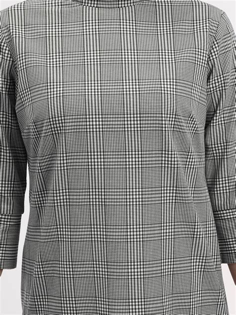 Buy Black and White Cotton Checkered Shift Formal Dress Online ...