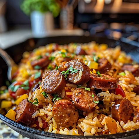 Easy Cajun Sausage and Rice Skillet Recipe - WowCooks.com | Recipe in ...
