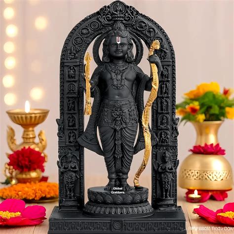Buy Global Grabbers Polyresin 3D Ram Lalla Ayodhya Idol Statue ...