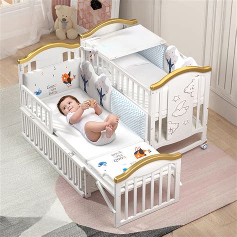 Baby Bed Cot Crib with Mattress, Bumper Set at StarAndDaisy