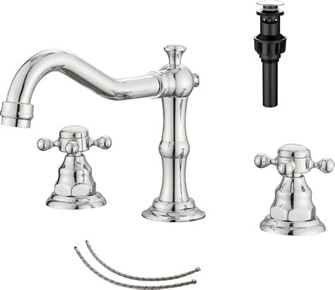 GGStudy 2 Handles 3 Holes Faucet Widespread Bathroom Sink Faucet Chrome ...