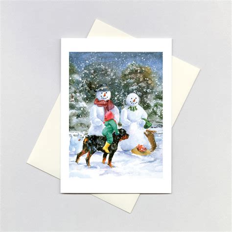 Carl and Madeleine With the Snowmen - Good Dog Carl Greeting Card ...