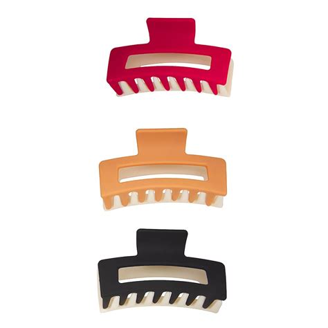Emberly 3-Pack Two-Tone Rectangle Claw Clip Set