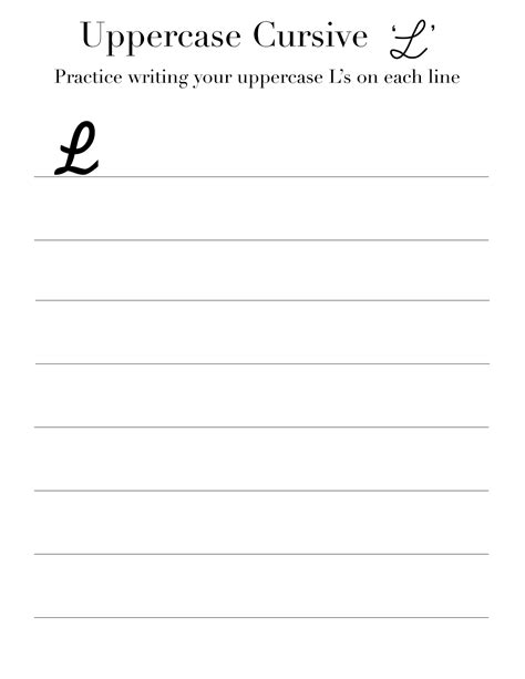 Cursive 'L' worksheets to practice capital, upper and lowercase letter ...