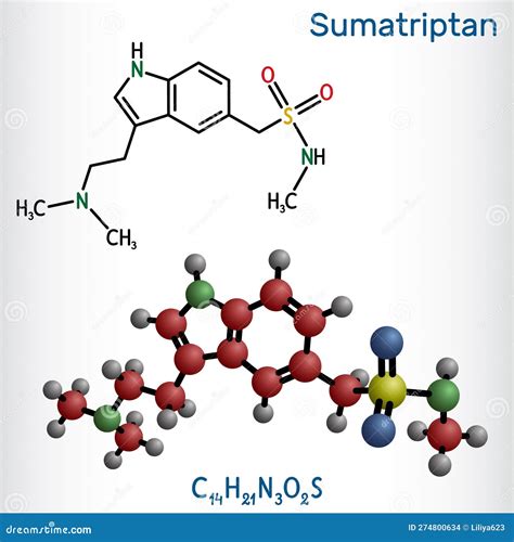 Sumatriptan Molecule. it is Serotonin Receptor Agonist Used To Treat Migraines, Headache Stock ...