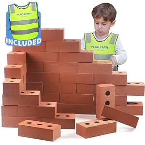 Buy Playlearn Foam Brick Building Blocks for Kids - 50 Pack - Actual ...