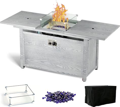 Amazon.com: BOVONO 43inch Propane Fire Pit Table, Rectangular Gas ...