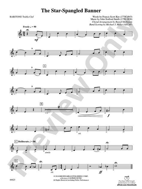 Image result for Baritone Star Spangled Banner Notes