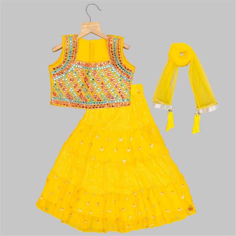 Buy Yellow Mirror Work Lehenga Choli for Girls – Mumkins