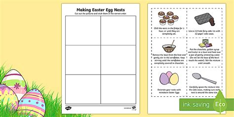 Making Easter Egg Nests Sequencing Worksheet / Worksheet