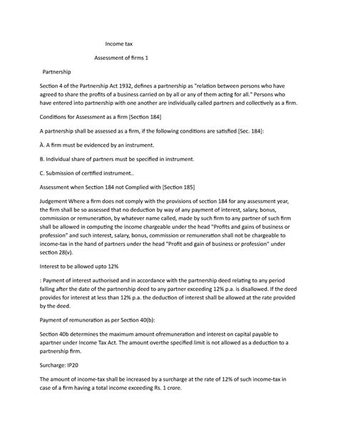 Assessment - Income tax Assessment of firms 1 Partnership Section 4 of ...