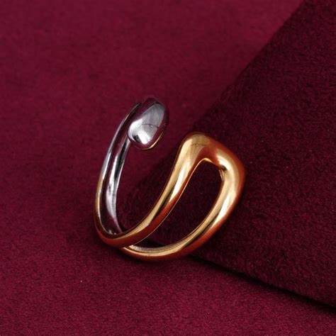 Buy Palmonas Twisted Silver Gold Tone Ring for Womens (6) Online