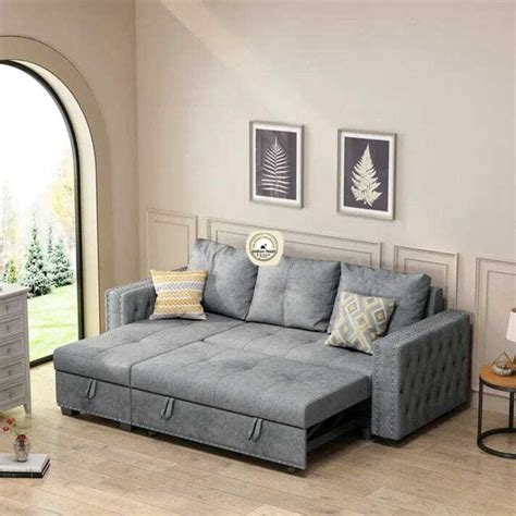 L Shape Sofa Cum Bed In Upholstered – Indian Nest
