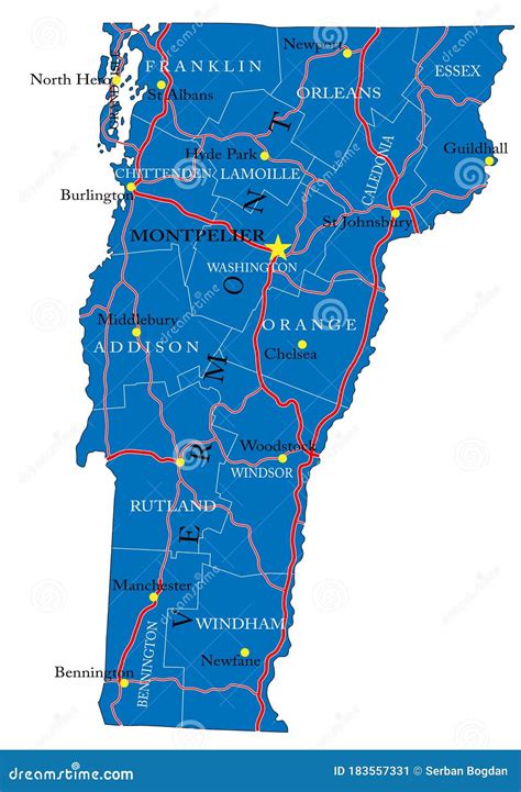 Vermont VT State Border USA Map Outline Vector Illustration | CartoonDealer.com #187851668