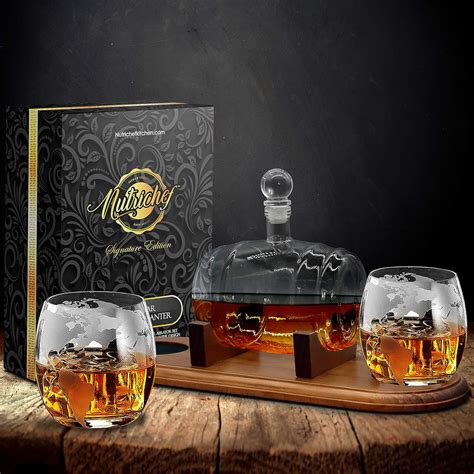 Buy NutriChef Glass Glasses-750ml Barrel Whiskey Carafe Alcohol Set ...