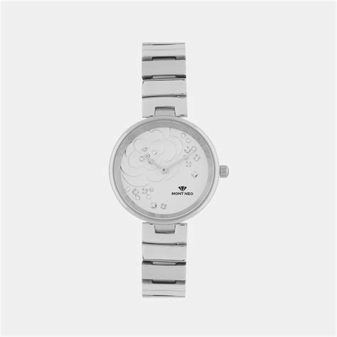 Mont Neo women's Analog Round Dial Quartz Silver Stainless Steel Watch ...
