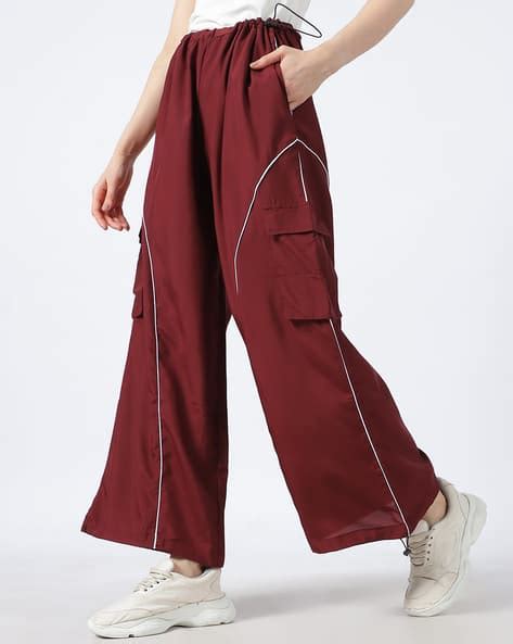 Buy Burgundy Track Pants for Women by Shein Online | sheinindia.in