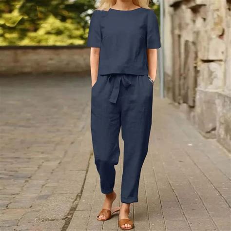 2024-Summer-Women-Short-Sleeve-Blouse-Harem-Pants-Sets-2PCS-Solid ...