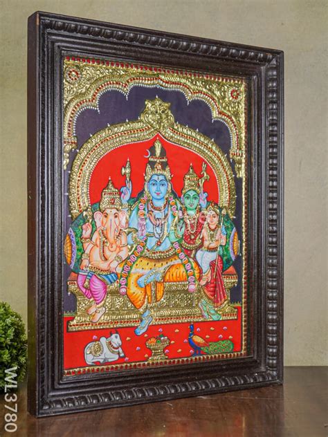 Tanjore Painting - Shiv Parivar - Semi Embossed - 24x18 inch - WL3780 ...