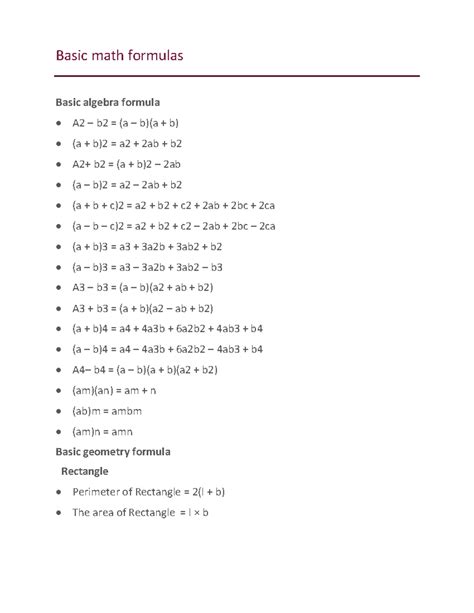 Image result for Basic Formulas of Maths Algebra
