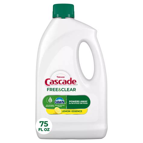 Cascade Free & Clear Dishwasher Detergent Liquid Gel, Lemon Scent ...
