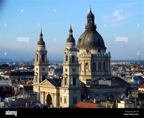 Aerial view of St. Stephen's Basilica Szent István Bazilika in Budapest ...