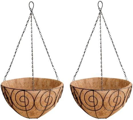 GARDEN KING- 14 INCH Designer Coir Hanging Planter Basket with Metal ...