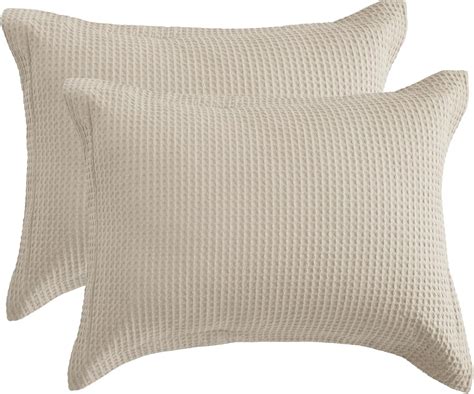 Amazon.com: Bedsure Waffle Weave Pillow Shams Covers - 2 Pack 100% ...