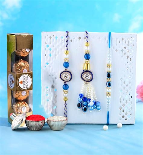 CraftVatika Chocolates With Evil Eye Rakhi For Brother Bhabhi Kids ...