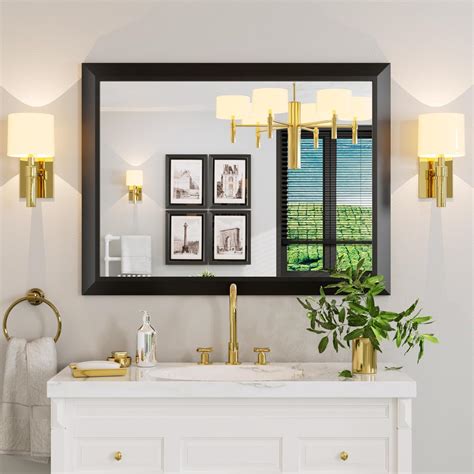 Amazon.com: Amorho Black Bathroom Mirror, 40x30 Inch Thick Metal Framed ...