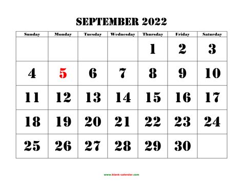 Printable Calendar Pages September 2022 at Carroll Zabala blog