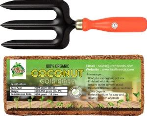 Kraft Seeds Gardening Fork - 3 Tine with 650 Grams Low EC Cocopeat ...