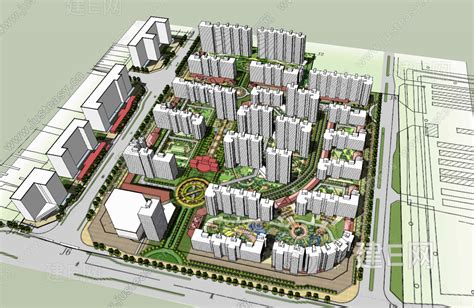 现代综合住宅小区3dmax 模型下载-光辉城市