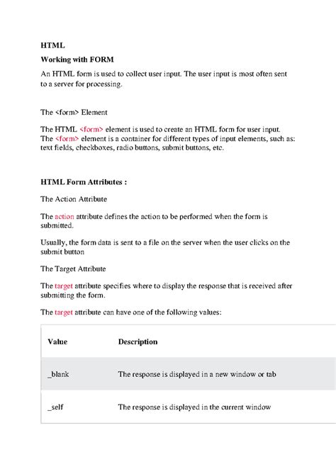 HTML Forms Overview - Sem 1 BCA Study Guide - Studocu
