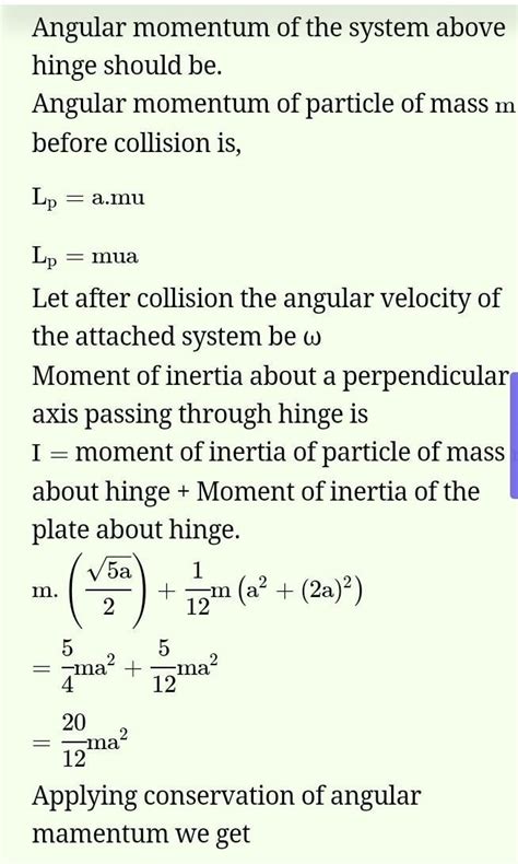 A uniform rectangular plate of mass m which is free to rotate about the ...