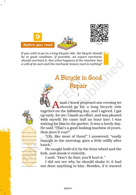 A Bicycle In Good Repair - NCERT Book of Class 7 English Honeycomb
