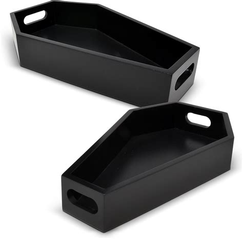 Amazon.com: Gift Boutique Halloween Coffin Serving Trays Set of 2 Sizes Black Wood Gothic Decor ...