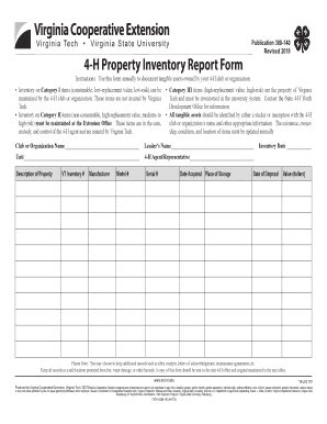Fillable Online pubs ext vt 4-H Property Inventory Report Form Fax ...