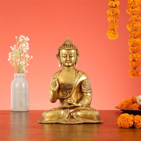Buy Brass Buddha Idol with Abhaya Mudra - 10 Inch - Budhshiv.com
