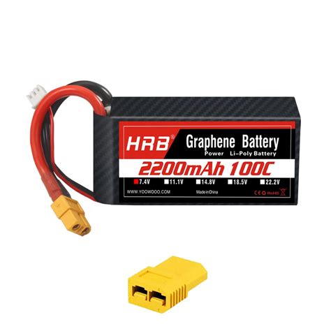 HRB 2S 2200mAh Lipo Battery 100C 7.4V XT60 Graphene RC Lipo Battery ...