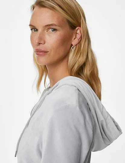 Velour Zip Up Hoodie