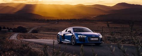 Download wallpaper 2560x1024 audi, r8, v10, side view, road ultrawide ...
