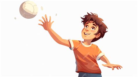 Dynamic Illustration of Boy Throwing Ball on White Background | Premium ...