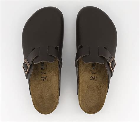 BIRKENSTOCK Boston Clog Dark Brown Leather - Slides & Sandals