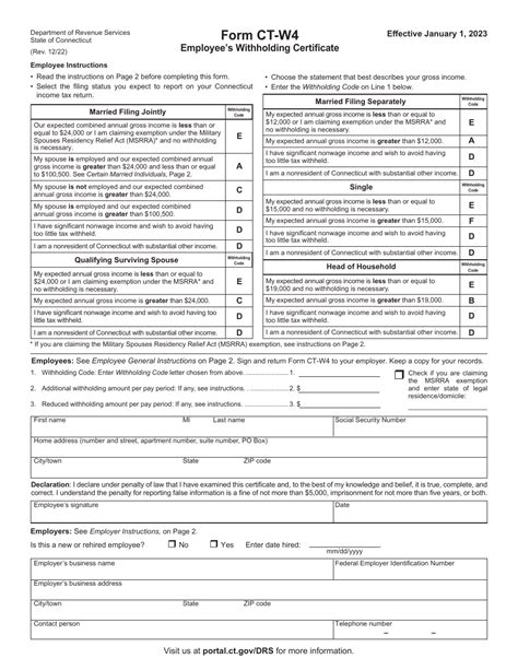 Form CT-W4 Download Printable PDF or Fill Online Employee's Withholding ...